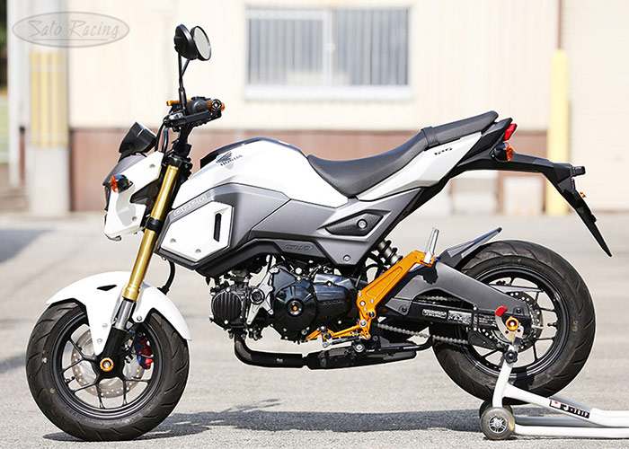 2017 Honda GROM with SATO RACING Rear Sets + Tandem Brackets, Frame Sliders and other parts