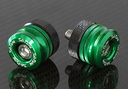 SATO RACING Green anodized Short-style Handle Bar Ends  - Size M8 with Kawasaki Adapters