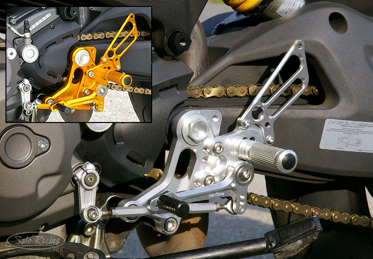 SATO RACING Ducati Monster 796 Rear Sets in Silver and Gold