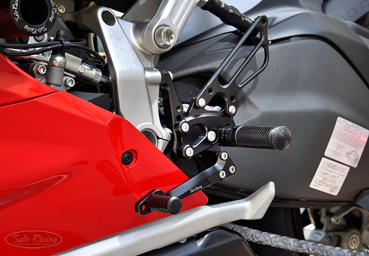 SATO RACING Panigale Rear Sets L-side on a Ducati Panigale V2