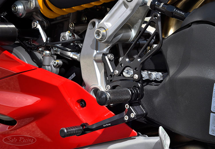 SATO RACING Panigale Rear Sets L-side on a Ducati Panigale V2