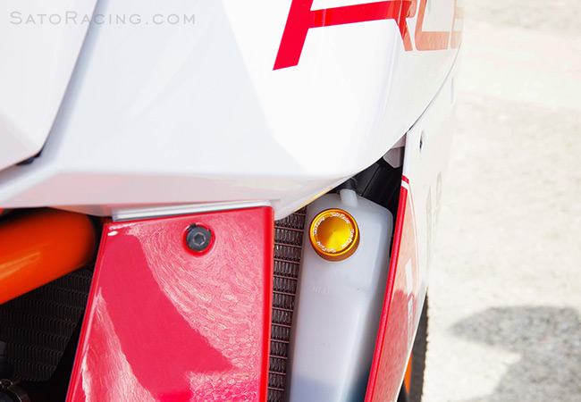 Sato Racing GOLD Coolant Cap on a KTM RC8