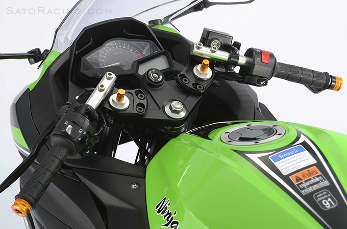 SATO RACING Fork Spring Preload Adjusters on a '13 Kawasaki Ninja 300