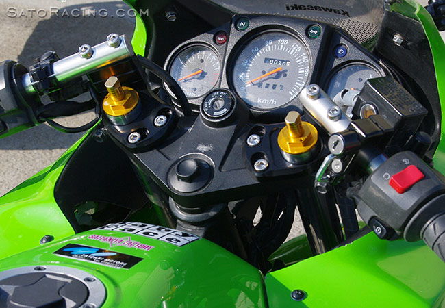 SATO RACING Ninja 250R / Ninja 300 Fork Spring Preload Adjusters on a Ninja 250R