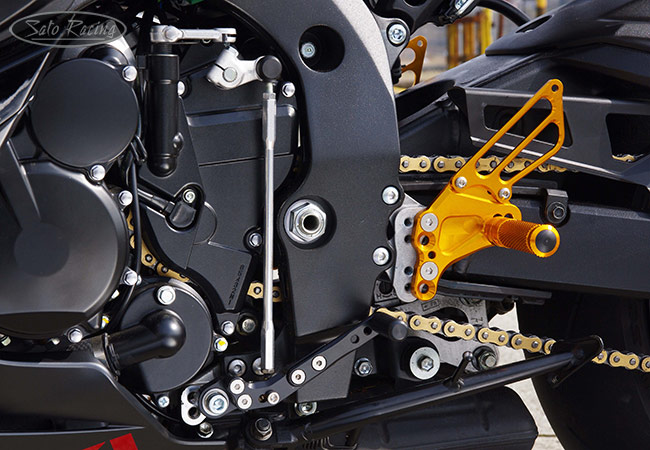 Sato Racing Rear Sets [L]-side in Gold for '11+ Suzuki GSX-R600/750