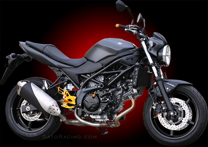 Suzuki SV650 ABS with SATO RACING Rear Sets, Frame Sliders, Spools and other parts