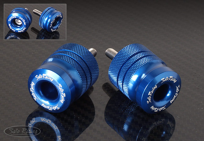 SATO RACING SHORT and LONG-style Handle Bar Ends [Blue] for M6-threaded handle bars (Suzuki, Yamaha etc.)
