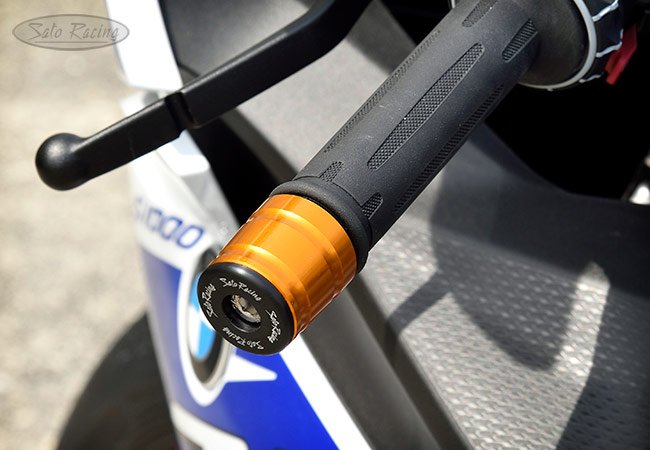 SATO RACING full size (35mm diameter) Handle Bar Ends on a 2020 BMW S1000RR