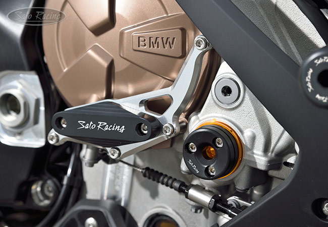 SATO RACING R-side Engine Slider and Timing Hole Plug on a 2020 BMW S1000RR