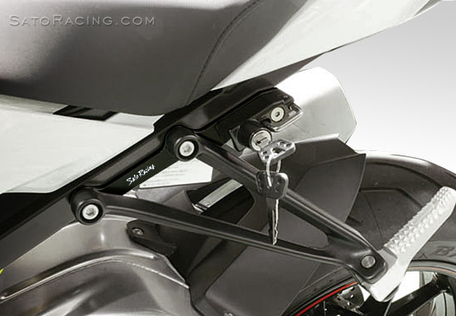 SATO RACING Helmet Lock on a BMW S1000R