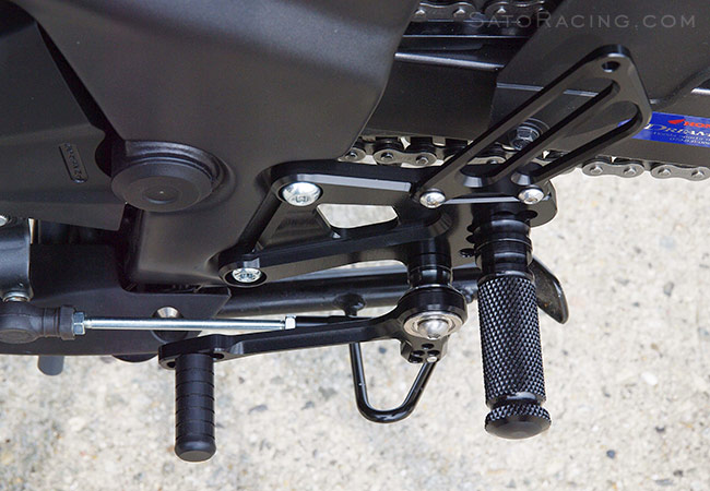 SATO RACING CBR250R / CBR300R Rear Sets in Black - L-side top view