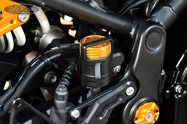 SATO RACING rear brake reservoir cap on a Z900RS CAFE