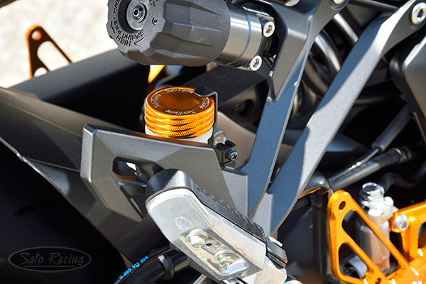 SATO RACING rear brake reservoir cap on a Ninja 1000SX