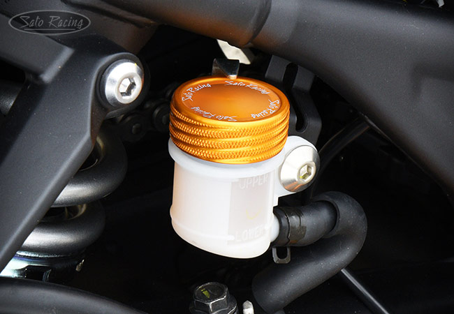 SATO RACING brake reservoir cap on a Yamaha R3 SATO RACING brake reservoir cap on a Yamaha R3