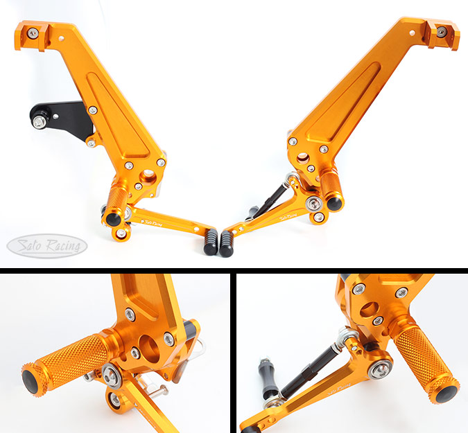 SATO RACING Honda Grom '16- Reverse Shift Rear Sets + Tandem Brackets in GOLD