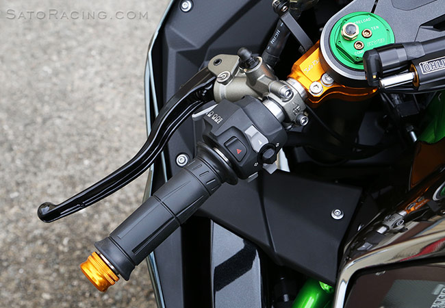 SATO RACING 'Race Concept' Handle Bars on a Kawasaki H2