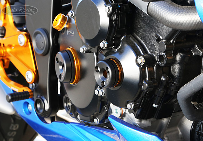 SATO RACING Timing Hole Plugs on a 2017 Suzuki GSX-S750