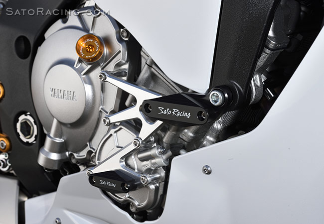 SATO RACING Flush mount Frame Sliders [R]-side for Yamaha R1 '15-'19, shown installed with our Engine Sliders