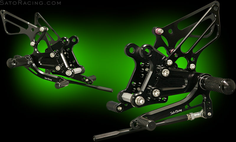 SATO RACING Rear Sets in Black for 2009-12 Kawasaki ZX-6R