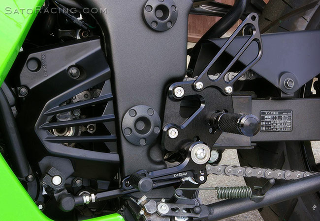 Sato Racing Rear Sets on a Kawasaki Ninja 250R